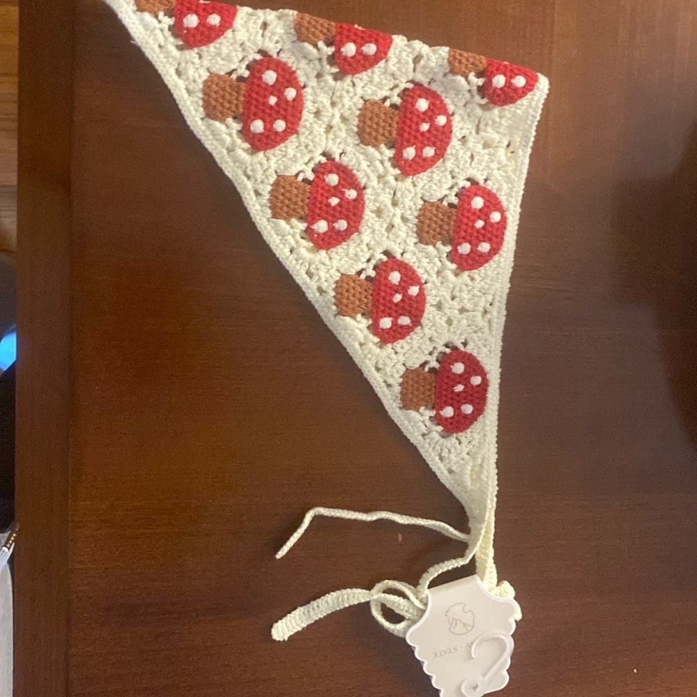 Mushroom crotchet head scarf nwt - Picture 2 of 5